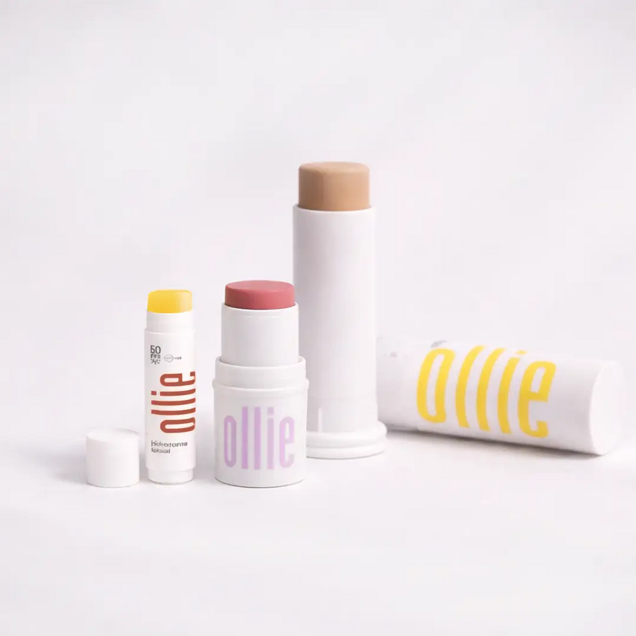 Ollie Essential Kit con hidratante labial, barra 3 en 1 y protector solar en barra